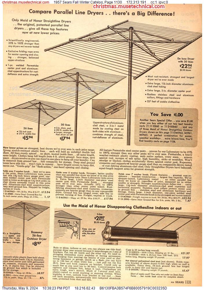 1957 Sears Fall Winter Catalog, Page 1130