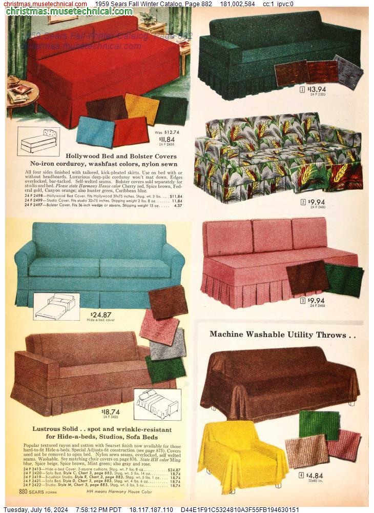 1959 Sears Fall Winter Catalog, Page 882