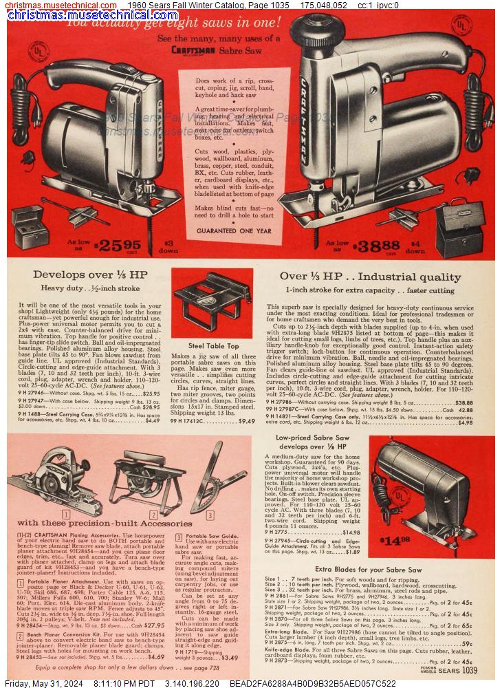 1960 Sears Fall Winter Catalog, Page 1035