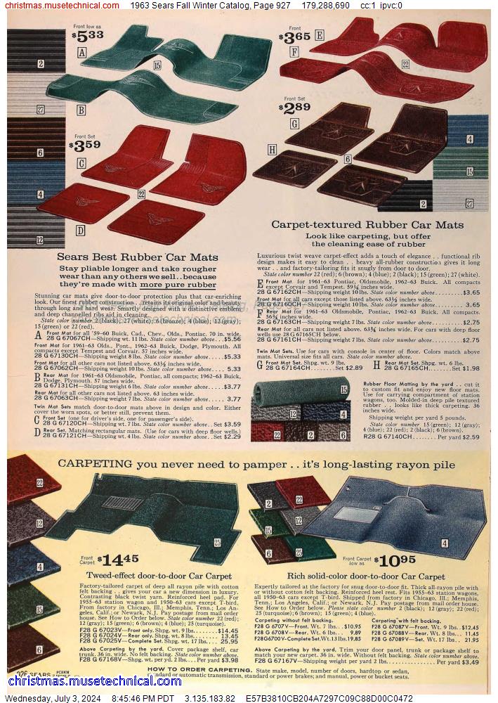1963 Sears Fall Winter Catalog, Page 927