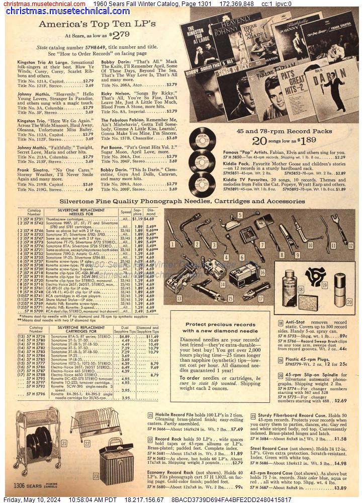 1960 Sears Fall Winter Catalog, Page 1301