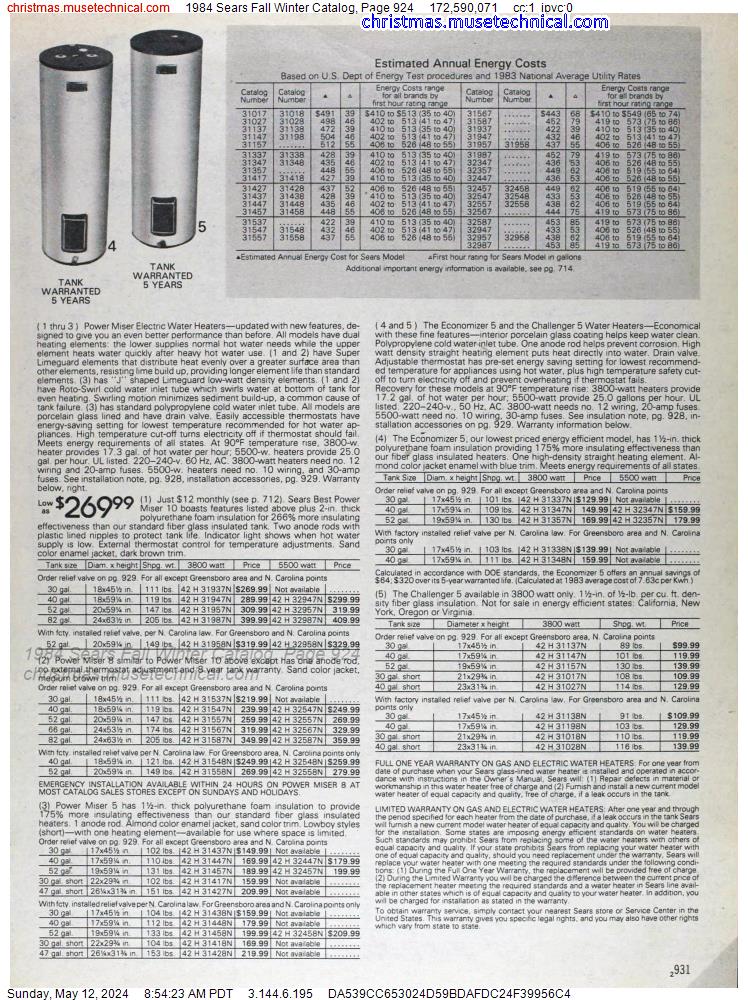 1984 Sears Fall Winter Catalog, Page 924