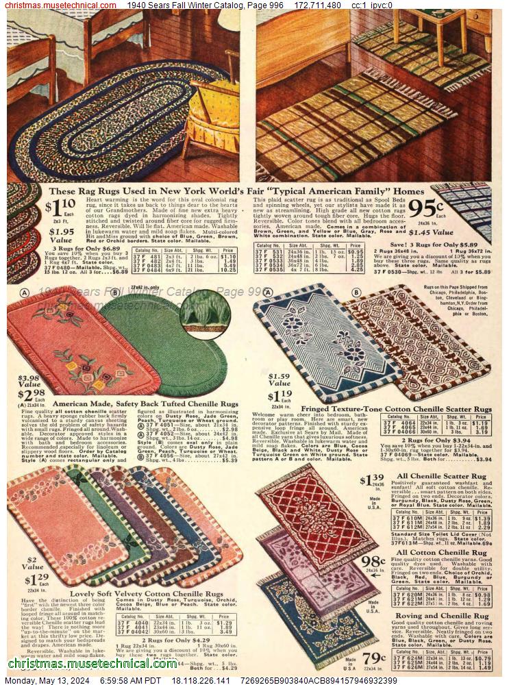 1940 Sears Fall Winter Catalog, Page 996
