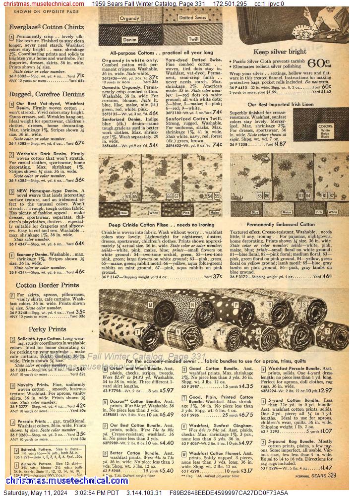 1959 Sears Fall Winter Catalog, Page 331