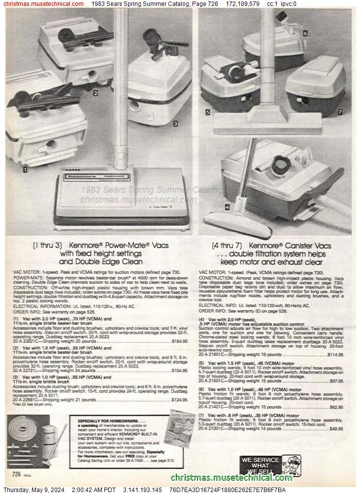 1983 Sears Spring Summer Catalog, Page 726