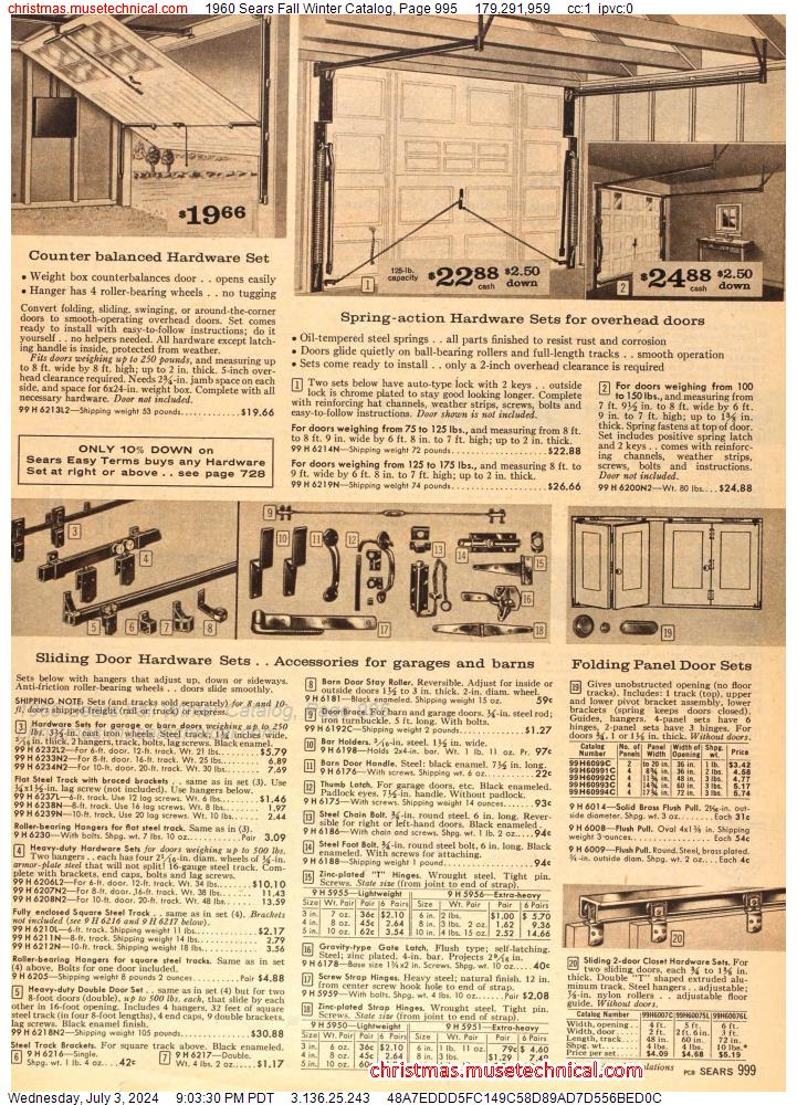 1960 Sears Fall Winter Catalog, Page 995