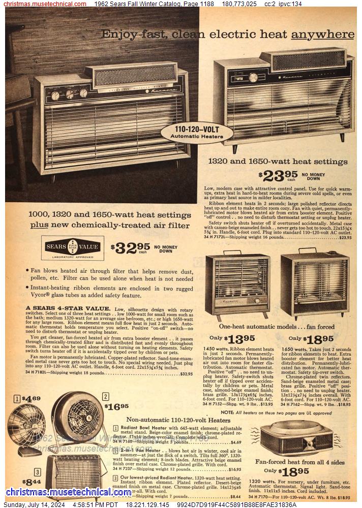 1962 Sears Fall Winter Catalog, Page 1188