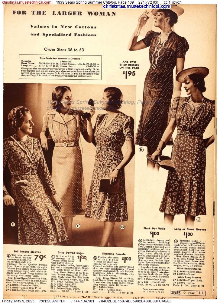 1939 Sears Spring Summer Catalog, Page 109