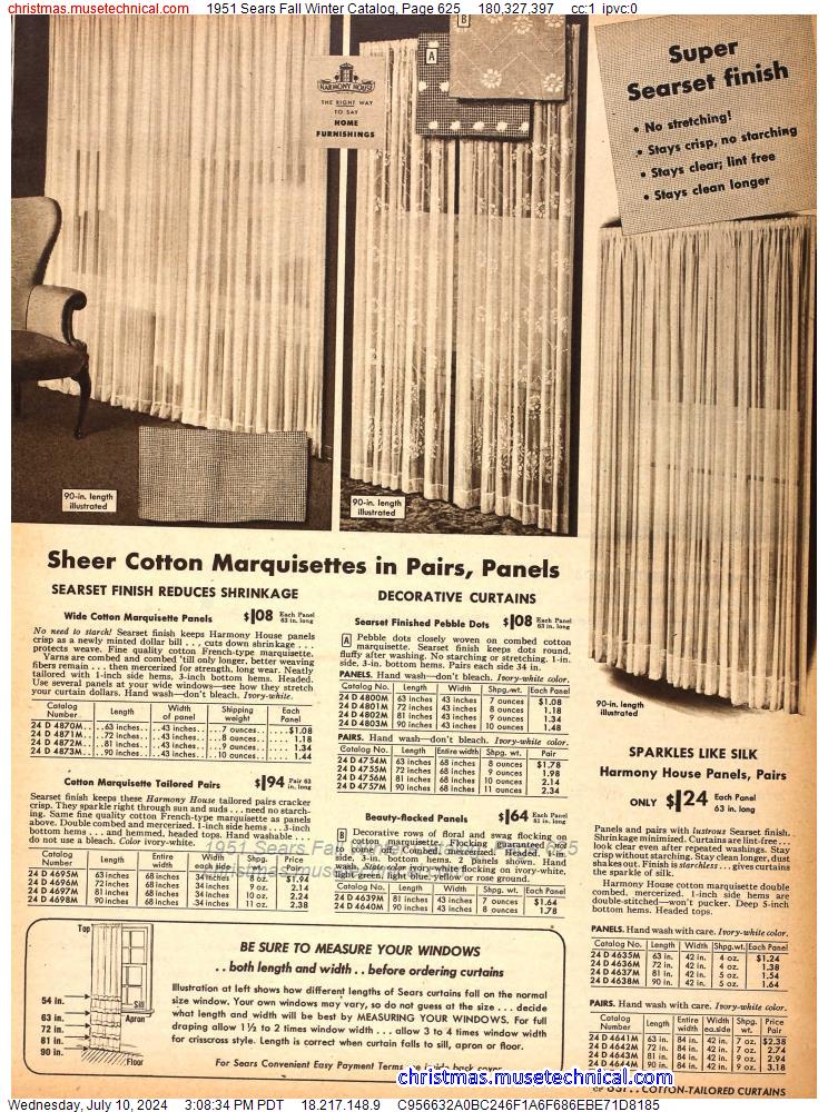 1951 Sears Fall Winter Catalog, Page 625