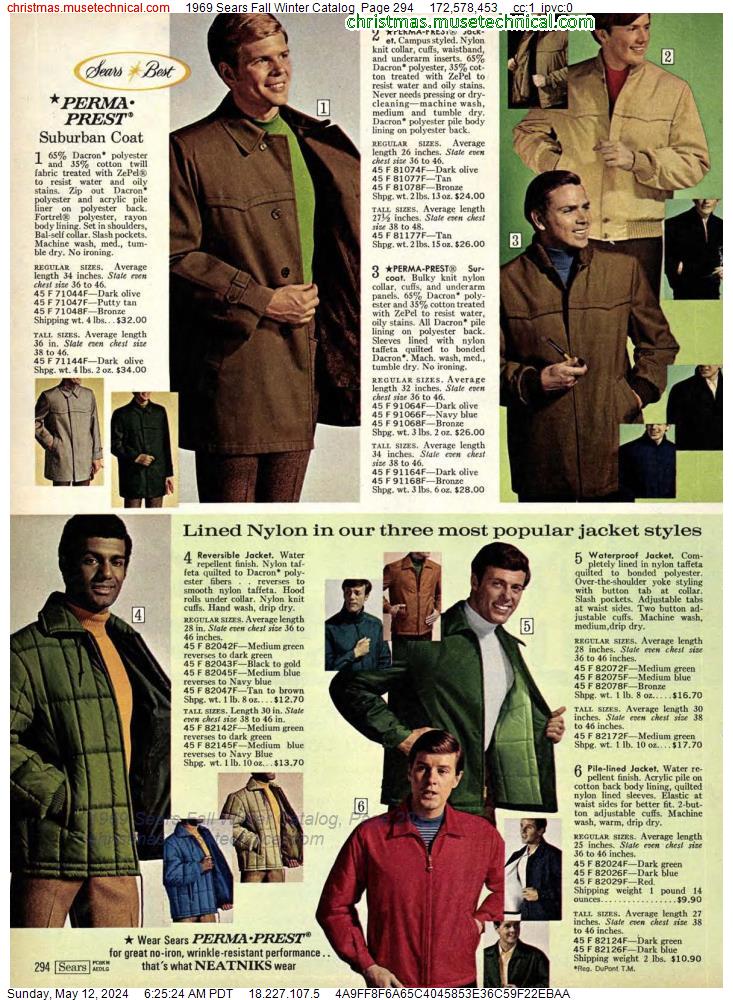 1969 Sears Fall Winter Catalog, Page 294