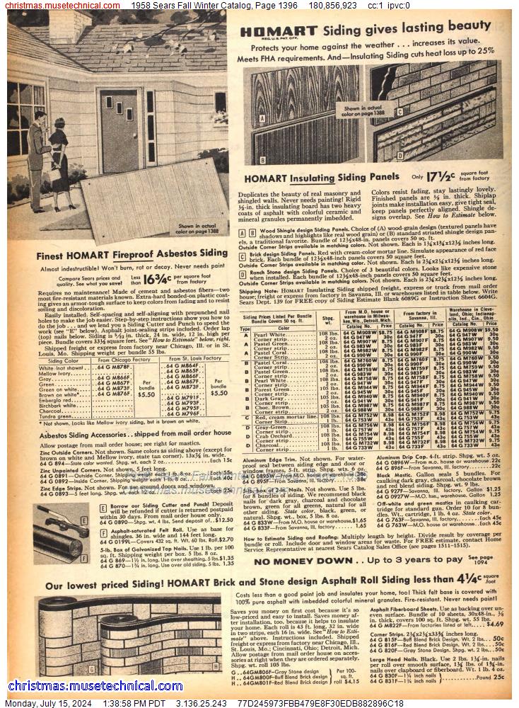1958 Sears Fall Winter Catalog, Page 1396