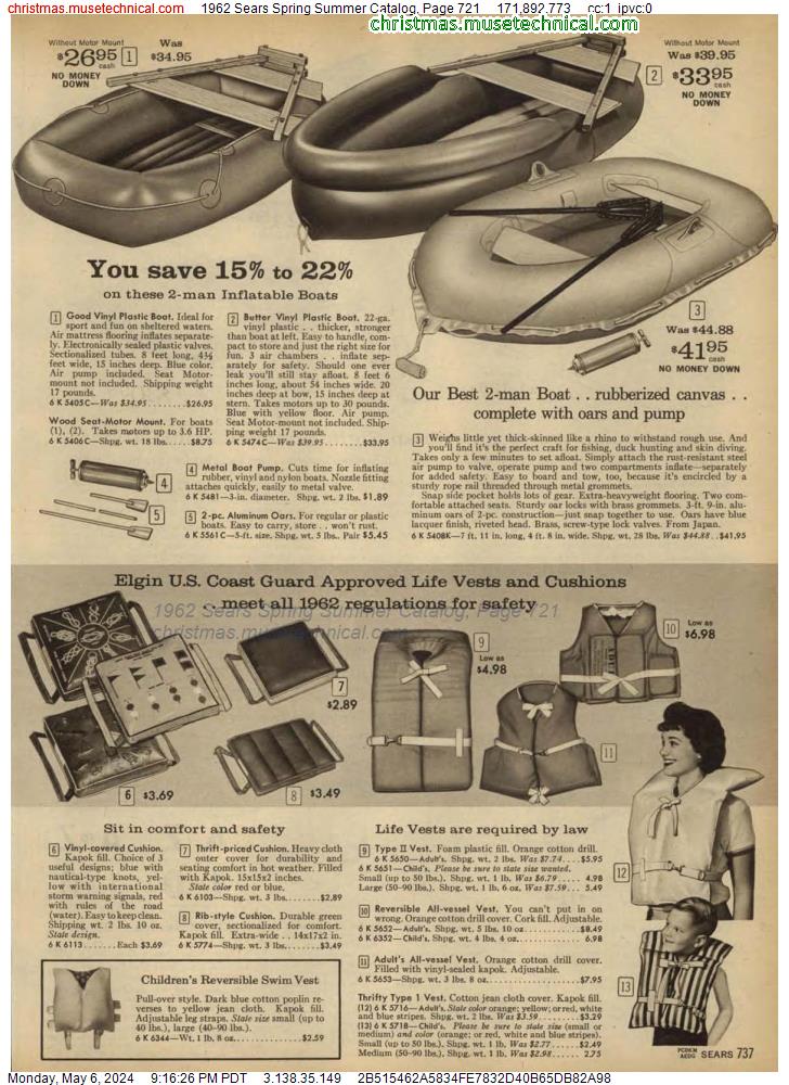 1962 Sears Spring Summer Catalog, Page 721