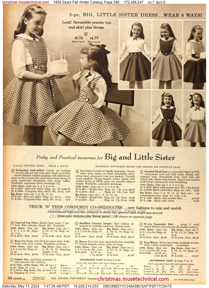 1958 Sears Fall Winter Catalog, Page 396