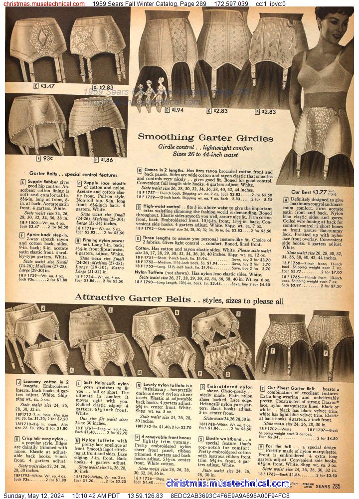 1959 Sears Fall Winter Catalog, Page 289