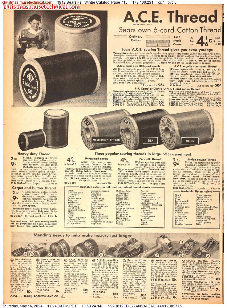 1942 Sears Fall Winter Catalog, Page 715
