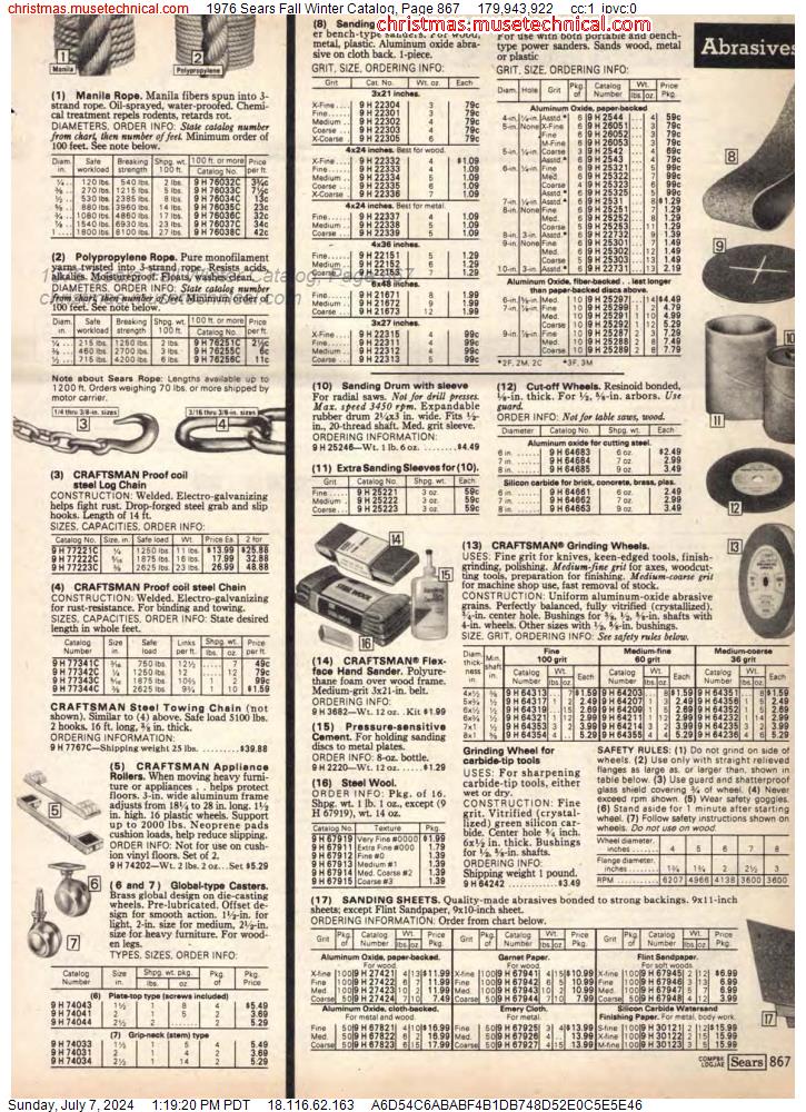 1976 Sears Fall Winter Catalog, Page 867