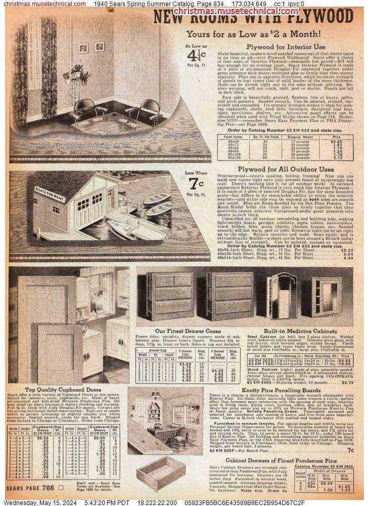 1940 Sears Spring Summer Catalog, Page 834