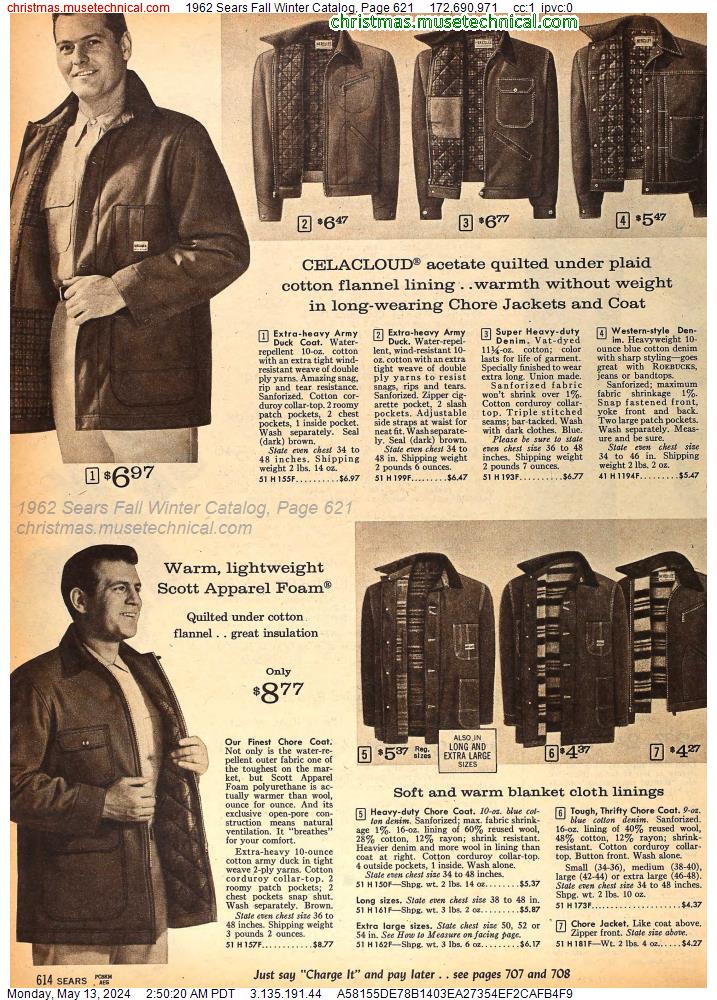 1962 Sears Fall Winter Catalog, Page 621