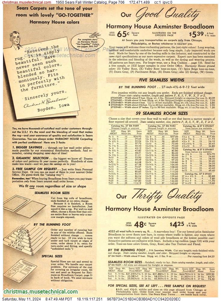 1950 Sears Fall Winter Catalog, Page 706
