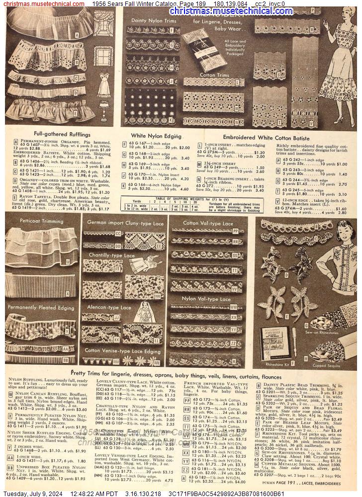1956 Sears Fall Winter Catalog, Page 189