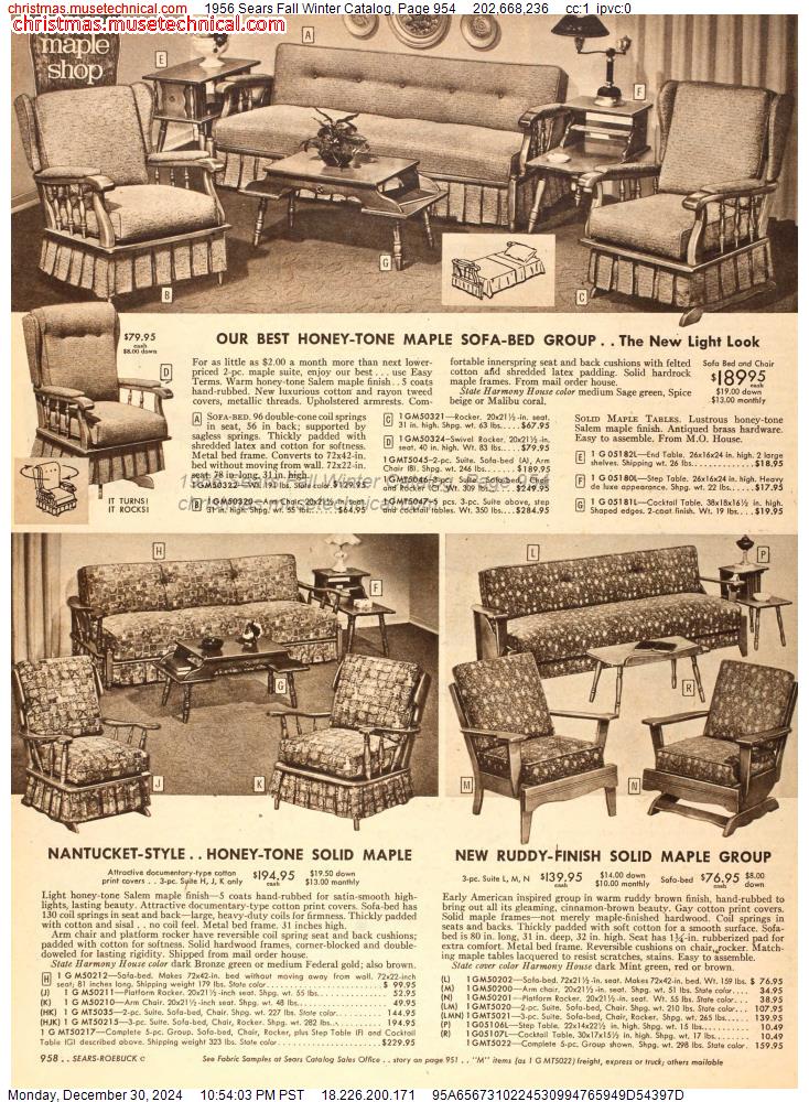 1956 Sears Fall Winter Catalog, Page 954