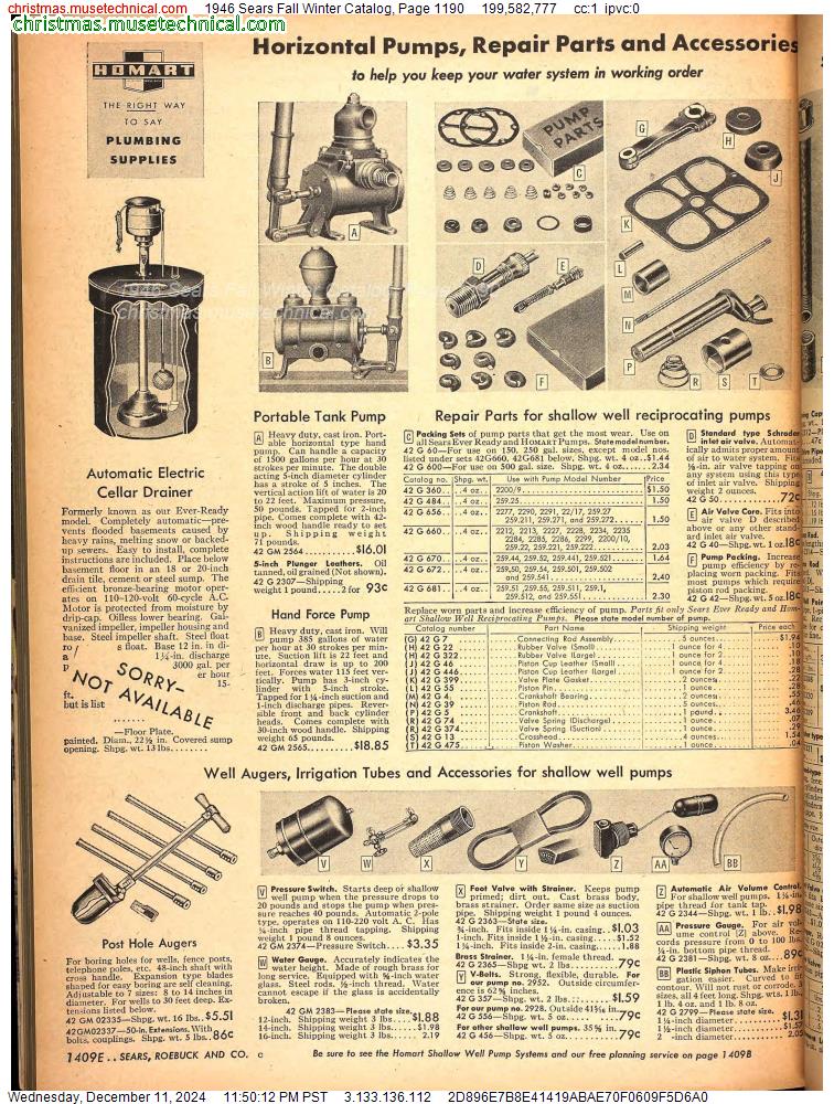 1946 Sears Fall Winter Catalog, Page 1190