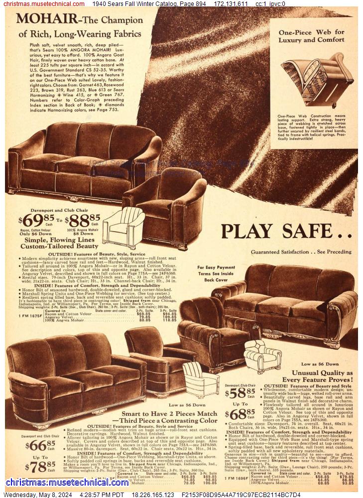 1940 Sears Fall Winter Catalog, Page 894