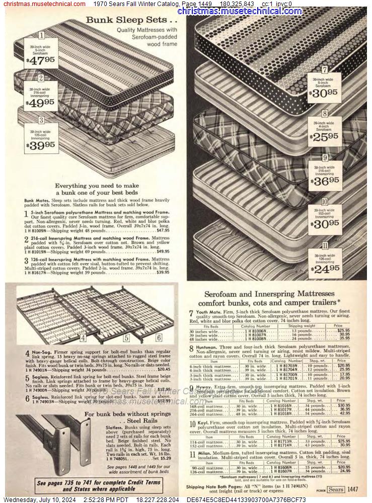 1970 Sears Fall Winter Catalog, Page 1449