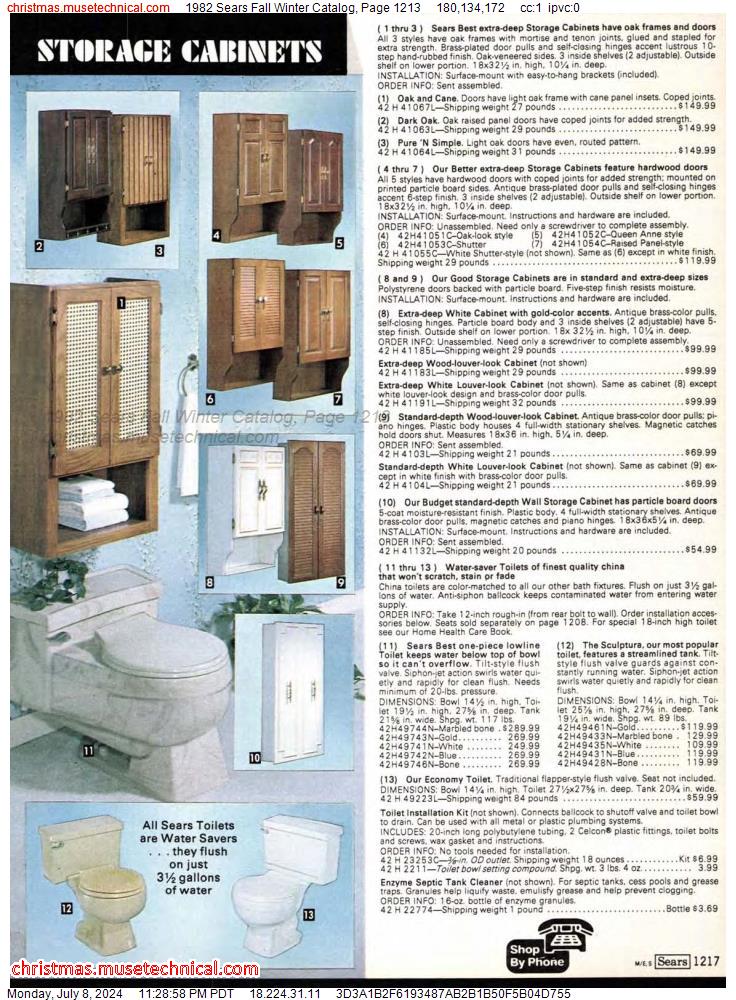 1982 Sears Fall Winter Catalog, Page 1213