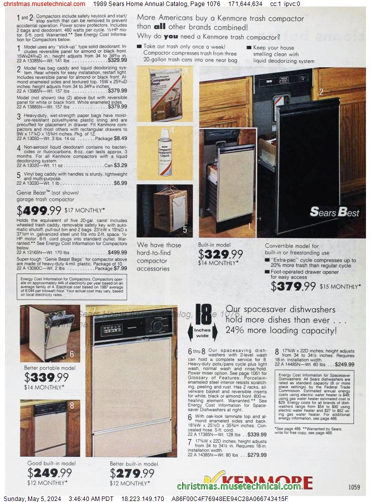1989 Sears Home Annual Catalog, Page 1076
