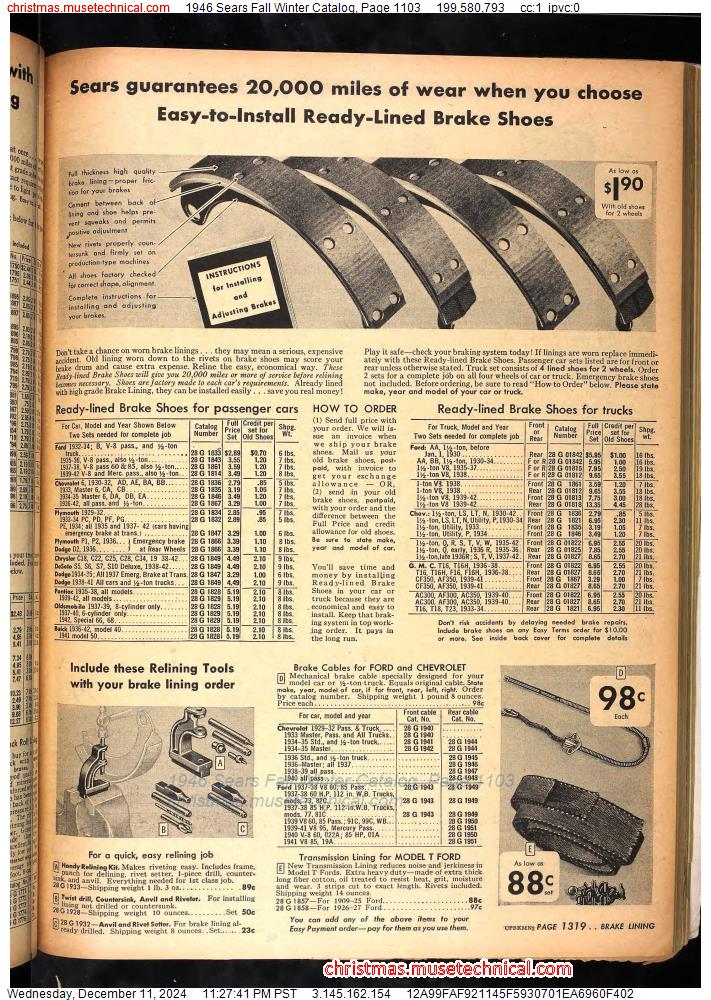 1946 Sears Fall Winter Catalog, Page 1103