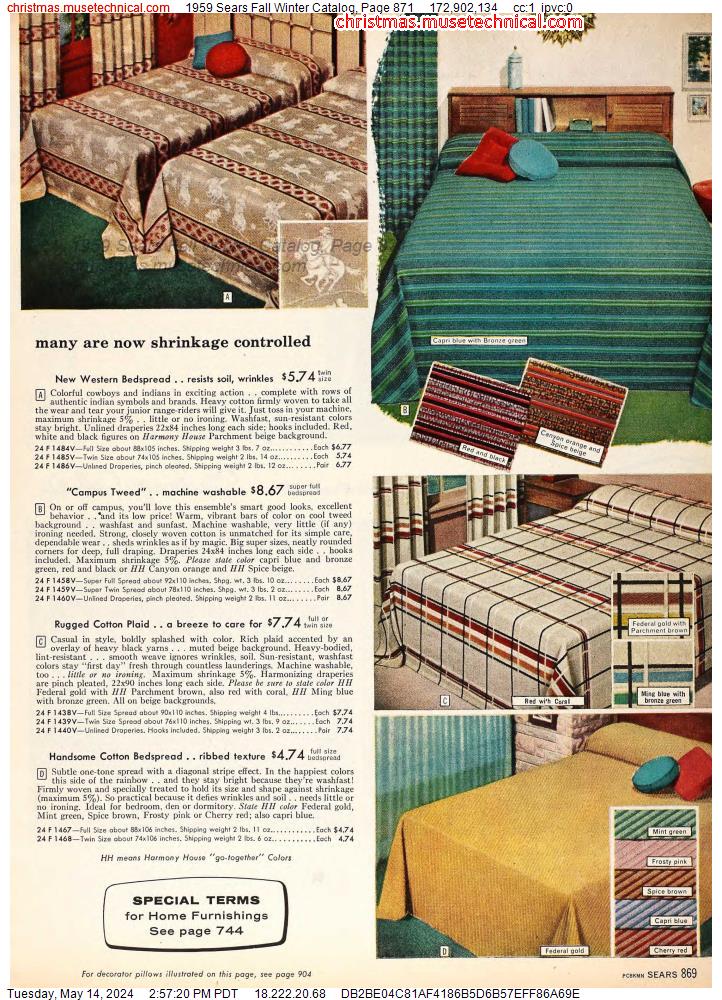 1959 Sears Fall Winter Catalog, Page 871