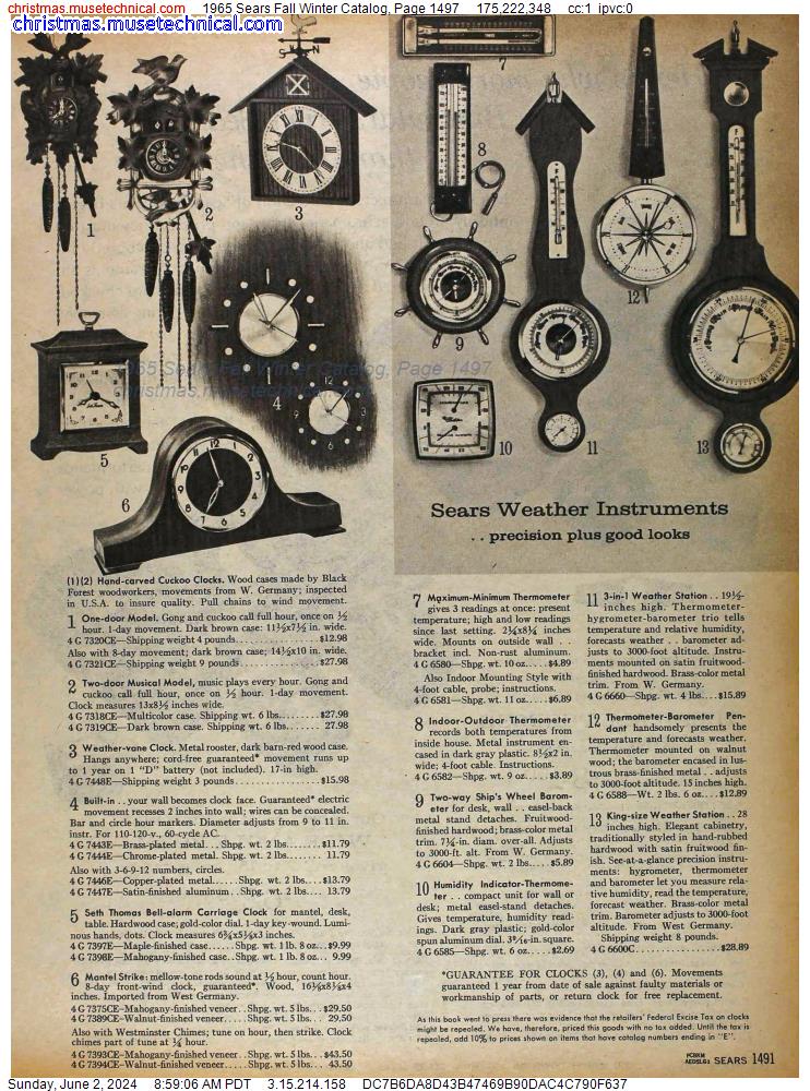 1965 Sears Fall Winter Catalog, Page 1497