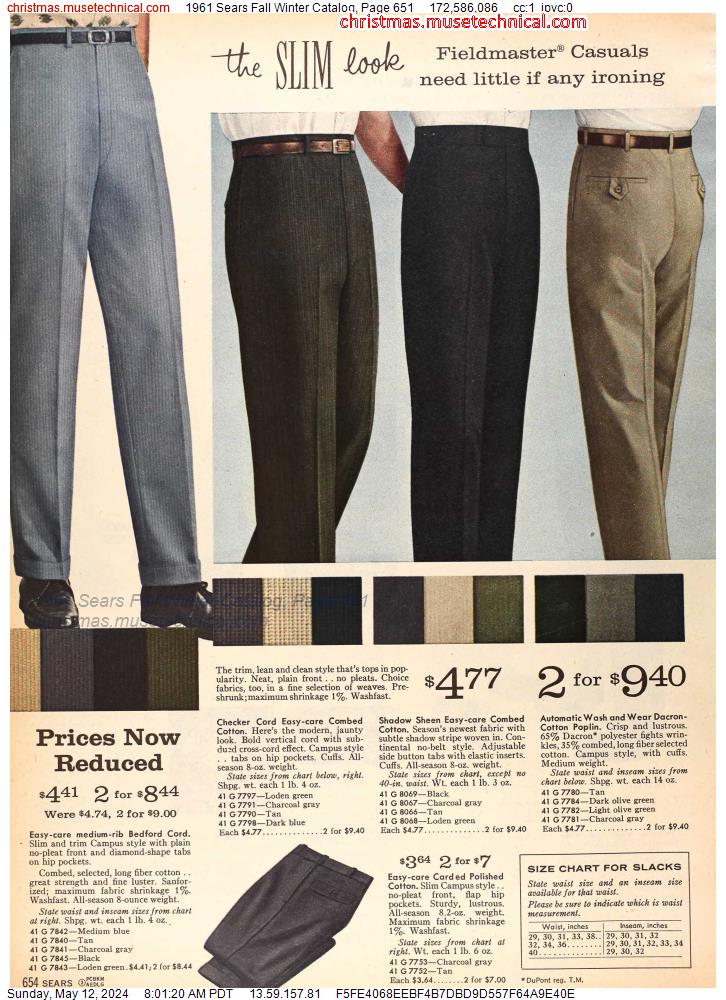 1961 Sears Fall Winter Catalog, Page 651