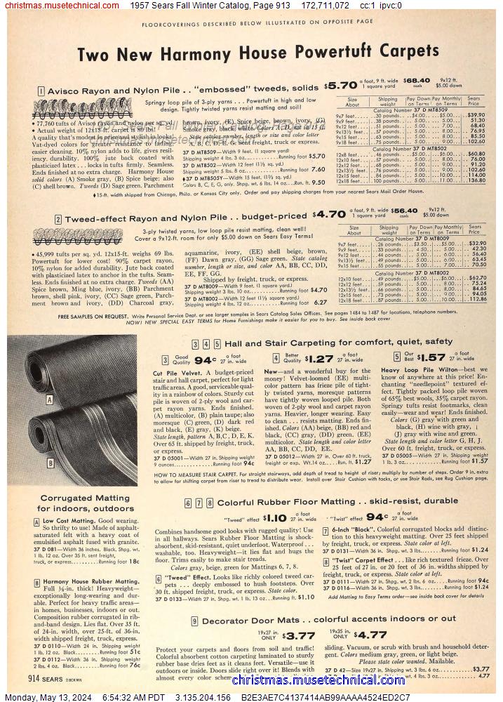 1957 Sears Fall Winter Catalog, Page 913
