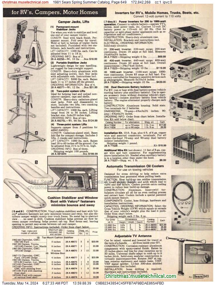1981 Sears Spring Summer Catalog, Page 649