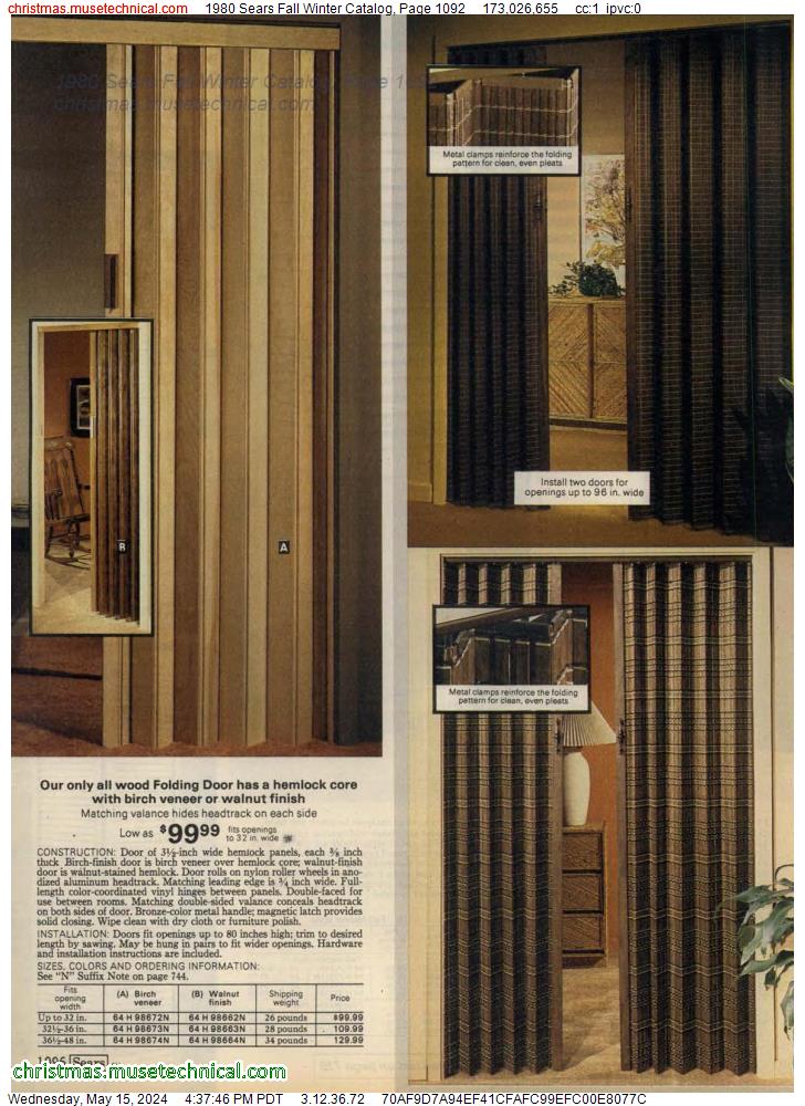 1980 Sears Fall Winter Catalog, Page 1092