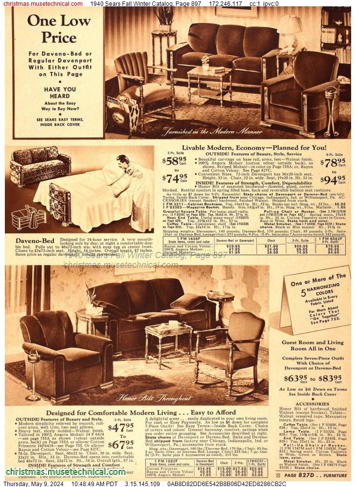 1940 Sears Fall Winter Catalog, Page 897