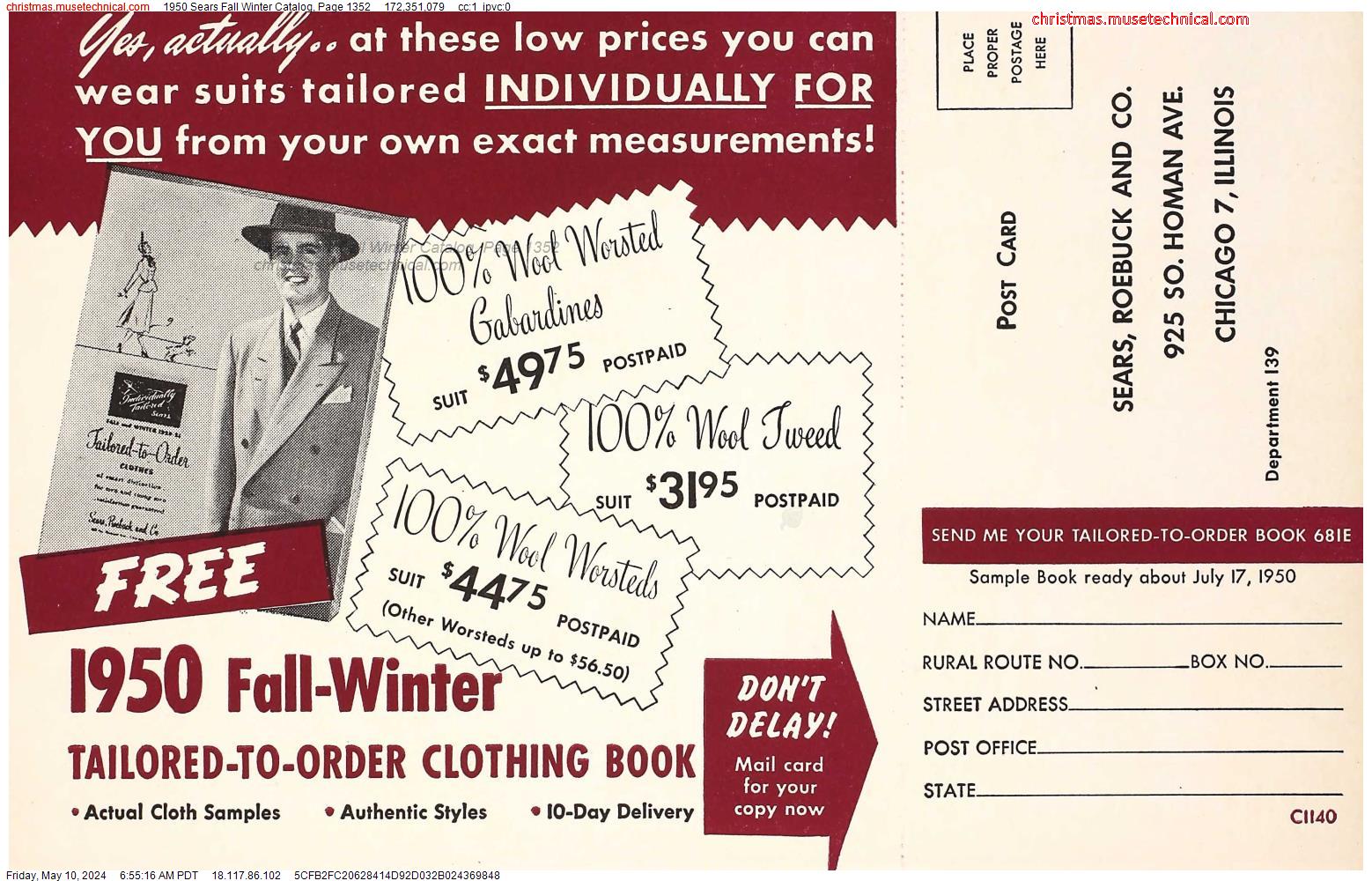 1950 Sears Fall Winter Catalog, Page 1352