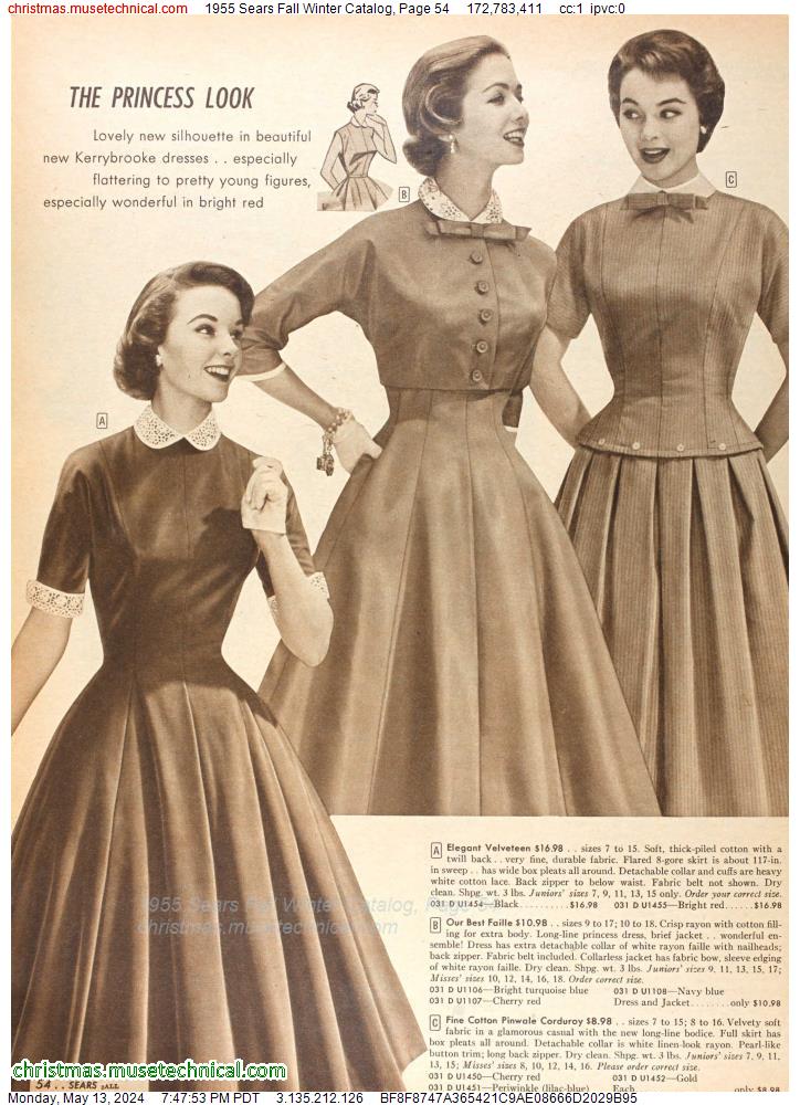 1955 Sears Fall Winter Catalog, Page 54