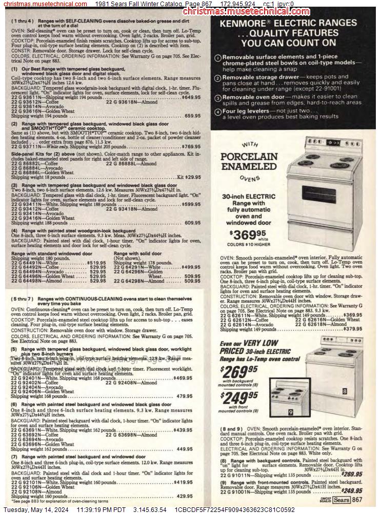 1981 Sears Fall Winter Catalog, Page 867