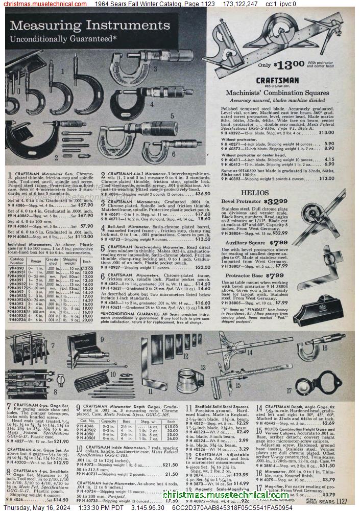1964 Sears Fall Winter Catalog, Page 1123