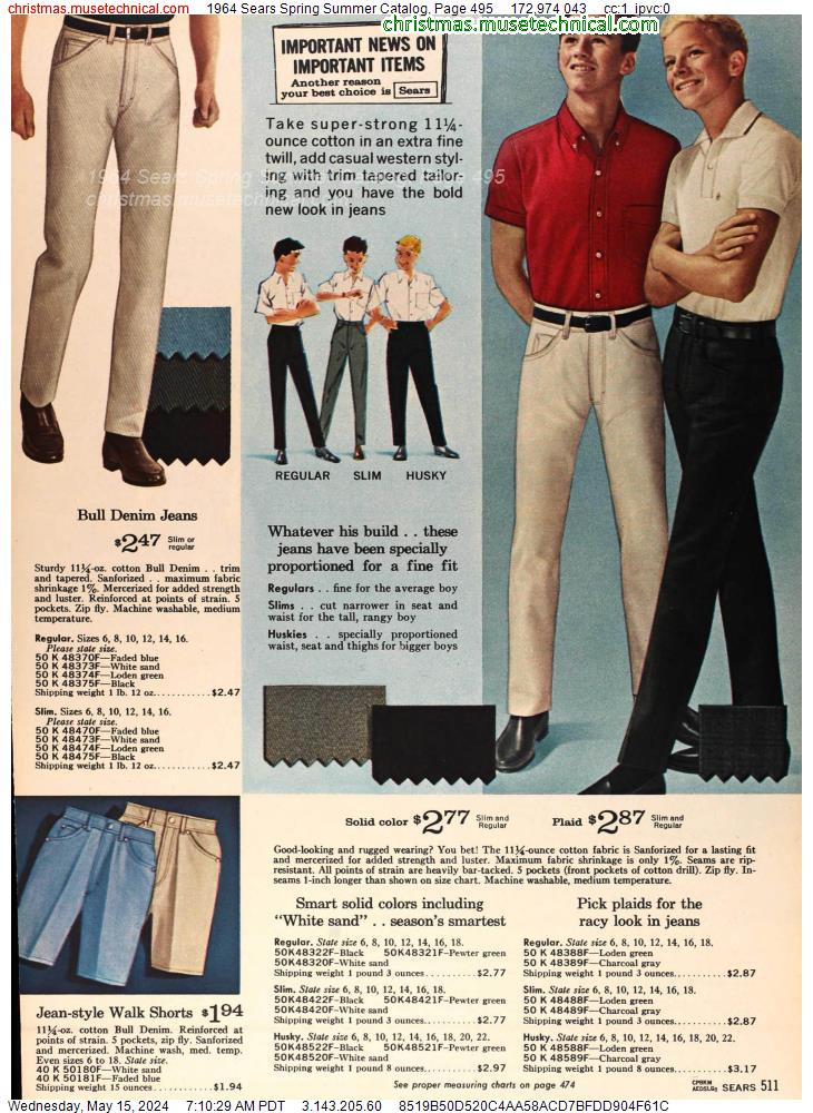1964 Sears Spring Summer Catalog, Page 495