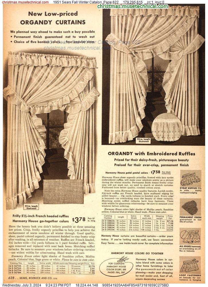 1951 Sears Fall Winter Catalog, Page 622