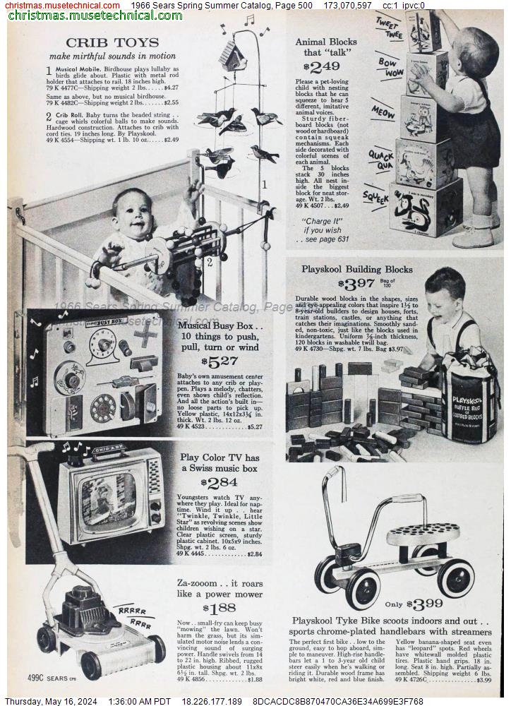 1966 Sears Spring Summer Catalog, Page 500