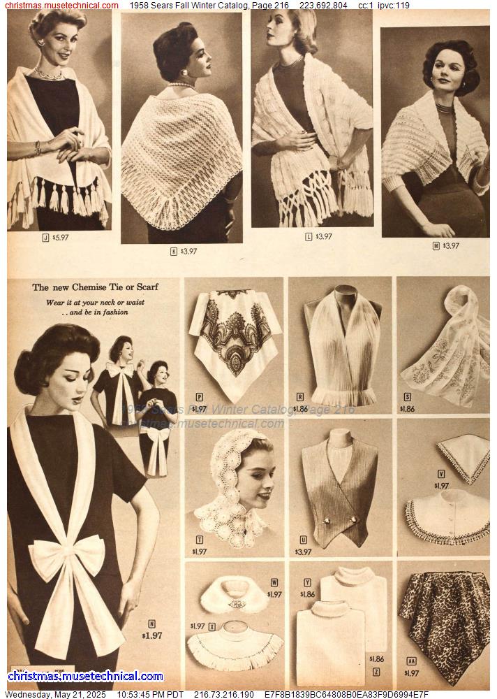1958 Sears Fall Winter Catalog, Page 216