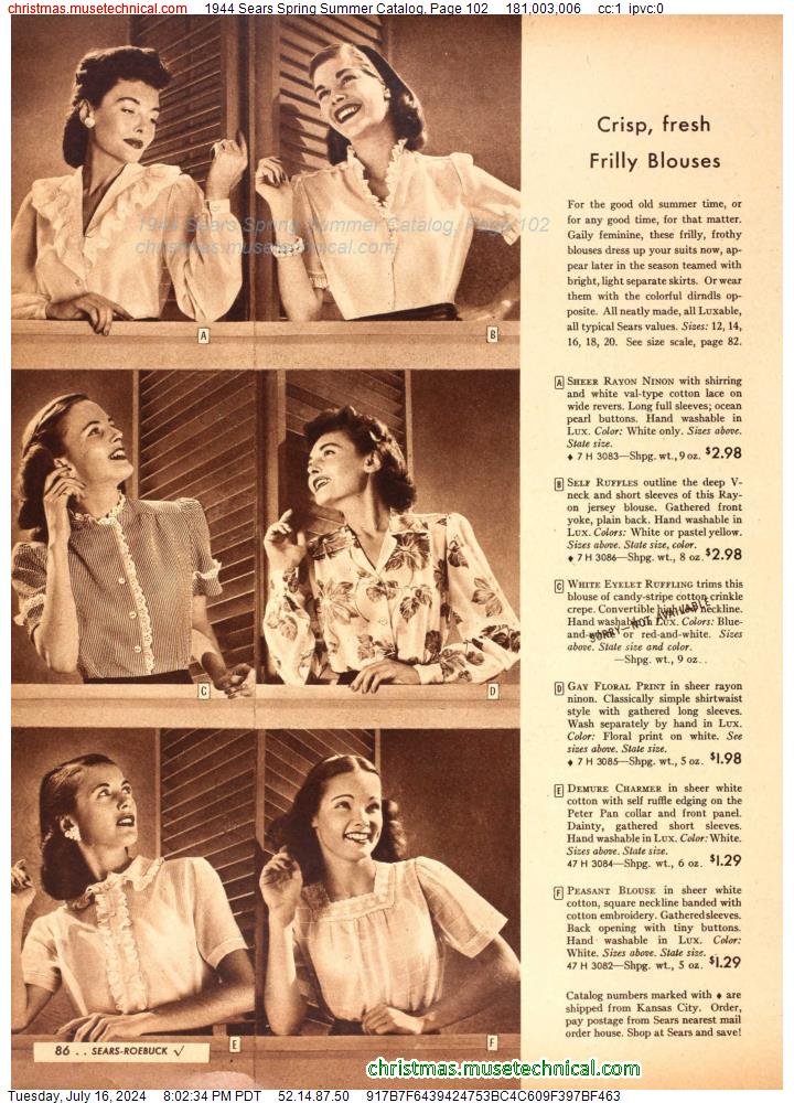 1944 Sears Spring Summer Catalog, Page 102