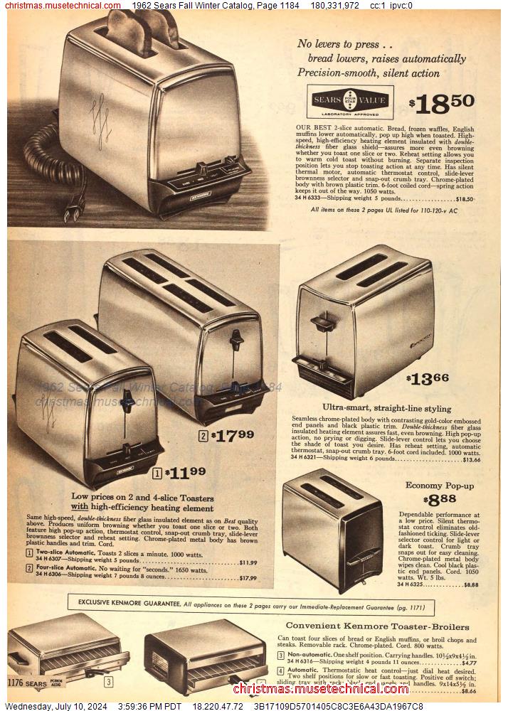 1962 Sears Fall Winter Catalog, Page 1184