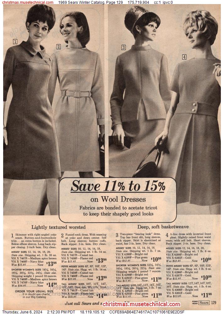 1969 Sears Winter Catalog, Page 129