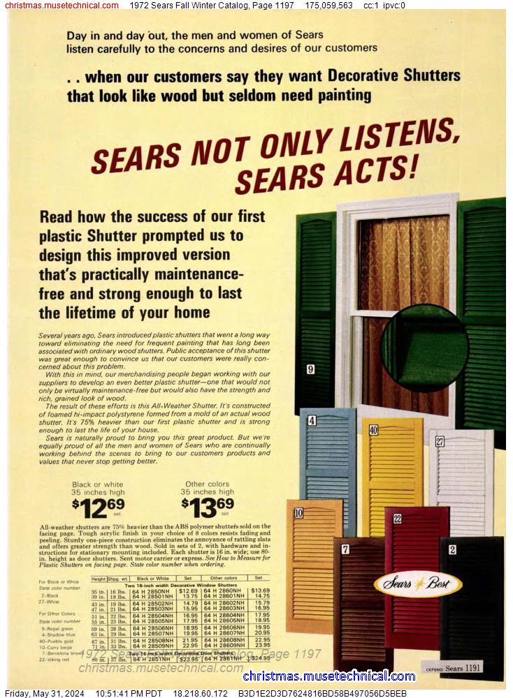 1972 Sears Fall Winter Catalog, Page 1197